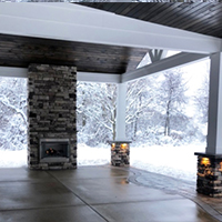 Custom Covered Patio with Built-in Fireplace