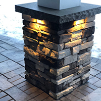 Wrapped the Bases of the Pillars with Stone and Hidden Lights